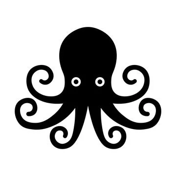 Black vector octopus icon on white background Stock Illustration