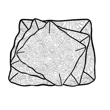 Black Vector outline illustration of a group of pillows with a floral pattern Stock Illustration
