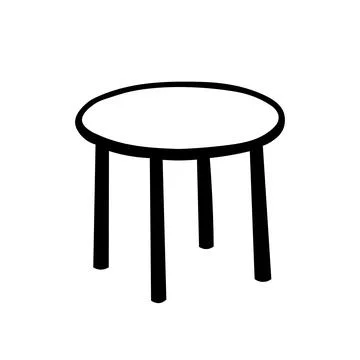 Black Vector outline illustration of a round table isolated on a white Illustrazione stock