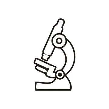 Black vector outline microscope icon on white background Illustration