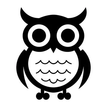 Black vector owl icon on white background Stock Illustration