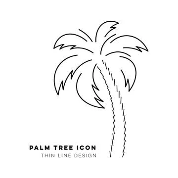 Black vector palm tree thin line icon Illustrazione stock