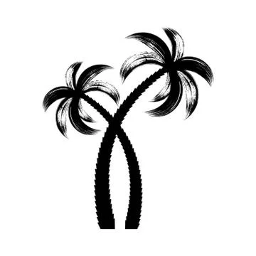 Black vector palm trees brush stroke design イラスト素材