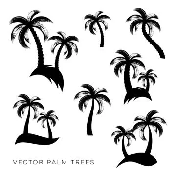 Black vector palm trees brush stroke design イラスト素材