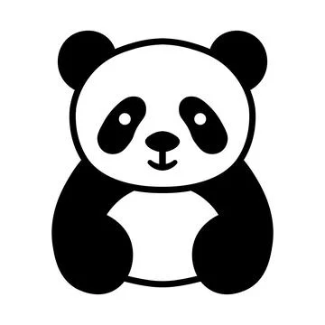 Black vector panda icon on white background Stock Illustration