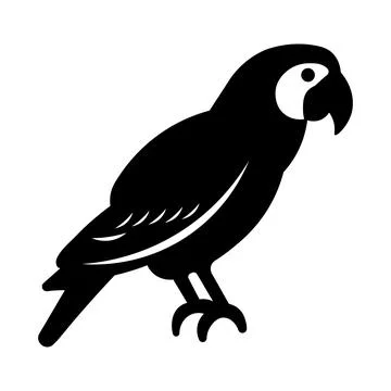 Black vector parrot icon on white background イラスト素材