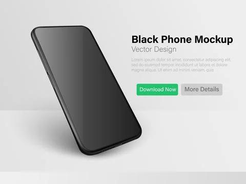 Black vector phone isolated on light background. Mock up with empty screen fo Stock-Illustration