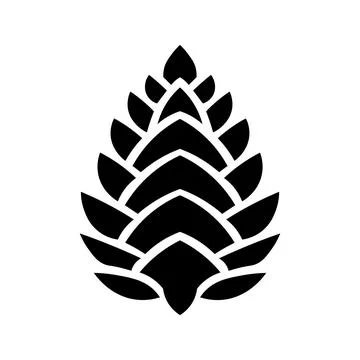 Black vector pine cone icon on white background Illustrazione stock