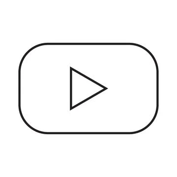 Black vector play button line icon isoated on white background Stock Illustration