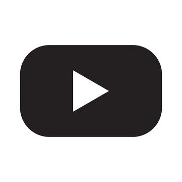 Black vector play button solid icon isoated on white background Stock Illustration