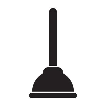 Black vector plunger icon isolated on white background Stock Illustration