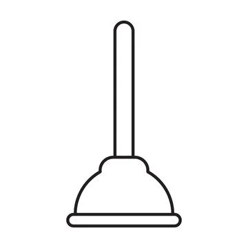 Black vector plunger line icon isolated on white background Stock Illustration