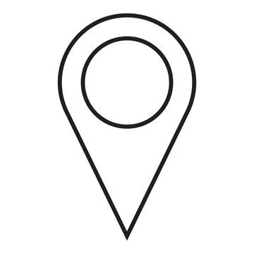 Black vector point of location line icon isolated on white background Stock Illustration