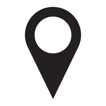 Black vector point of location solid icon isolated on white background Stock Illustration