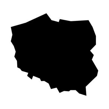 Black vector poland map on white background Stock Illustration