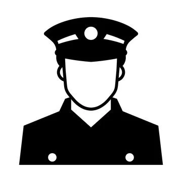 Black vector policeman icon on white background Illustrazione stock