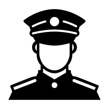 Black vector policeman icon on white background Stock Illustration