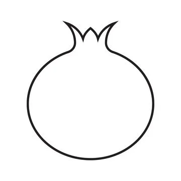 Black vector Pomegranate fruit line icon isolated on white background Stock Illustration