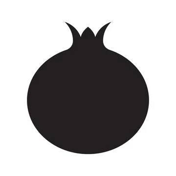 Black vector Pomegranate fruit solid icon isolated on white background Stock Illustration