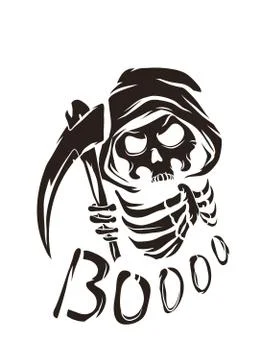 Black vector poster with death character Stock Illustration