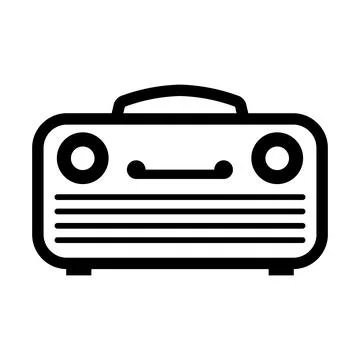 Black vector radio icon on white background Illustrazione stock