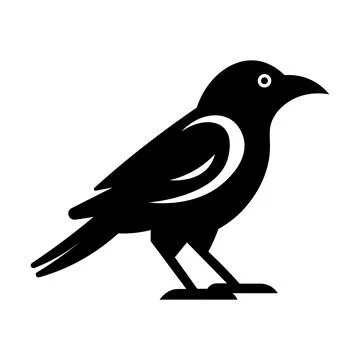 Black vector raven icon on white background Illustrazione stock