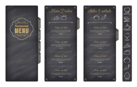 Black Vector Restaurant Menu Template Stock Illustration