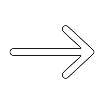 Black vector right arrow line icon isolated on white background Stock Illustration