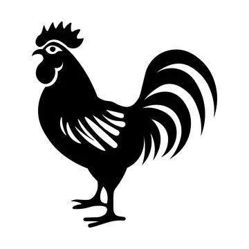 Black vector rooster icon on white background Stock Illustration