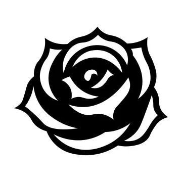 Black vector rose icon on white background Stock Illustration