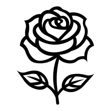Black vector rose icon on white background イラスト素材