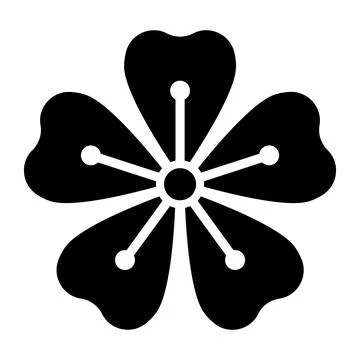 Black vector sakura icon on white background Stock Illustration