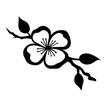 Black vector sakura icon on white background Stock Illustration
