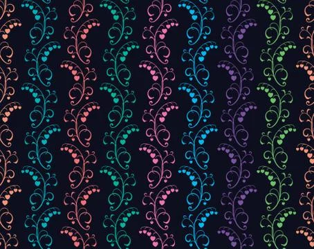 Black vector seamless floral background Stock Illustration