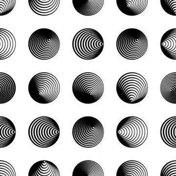 Black vector seamless pattern with circle shapes Stock Illustration