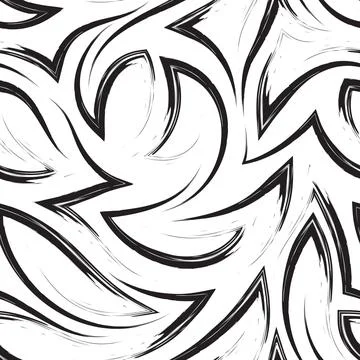 Black vector seamless pattern of smooth brush strokes in the form of corners and Stock Illustration