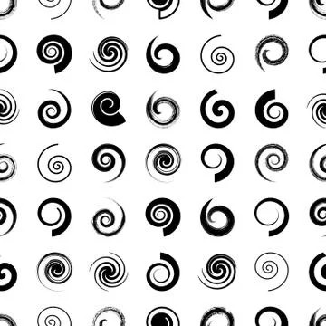 Black vector seamless pattern with spiral shapes Stock-Illustration
