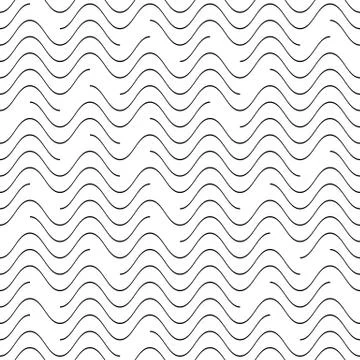 Black vector seamless wavy line pattern 스톡 일러스트