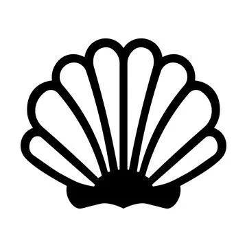 Black vector shell icon on white background Stock Illustration