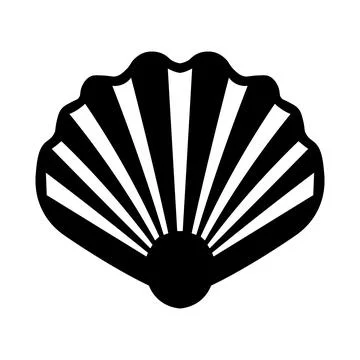 Black vector shell icon on white background Illustrazione stock