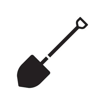Black vector shovel icon isolated on white background Stock Illustration