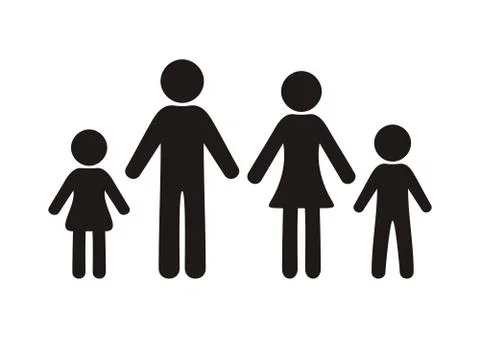 Black vector silhouette family icon on white background Stock Illustration