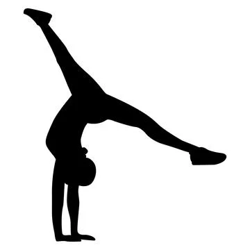 Black vector silhouette of a gymnast doing a handstand Stock Illustration