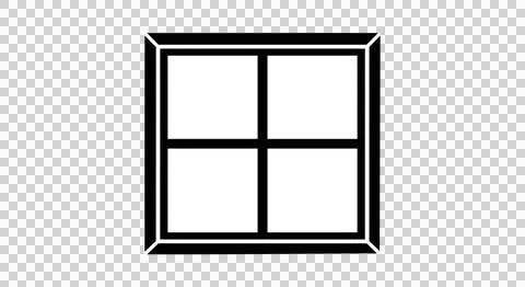 A black vector silhouette icon of a simple four-pane square window Stock Illustration