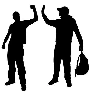 Black vector silhouette men. Stock Illustration