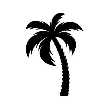 Black vector single palm tree icon Illustrazione stock