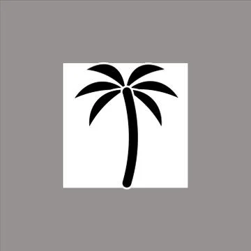 Black vector single palm tree silhouette icon isolated Stock Illustration