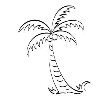 Black vector single palm tree design Stock Illustration