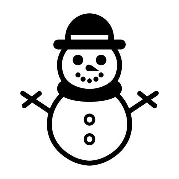 Black vector snowman icon on white background Stock Illustration