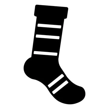 Black vector sock icon on white background Stock Illustration
